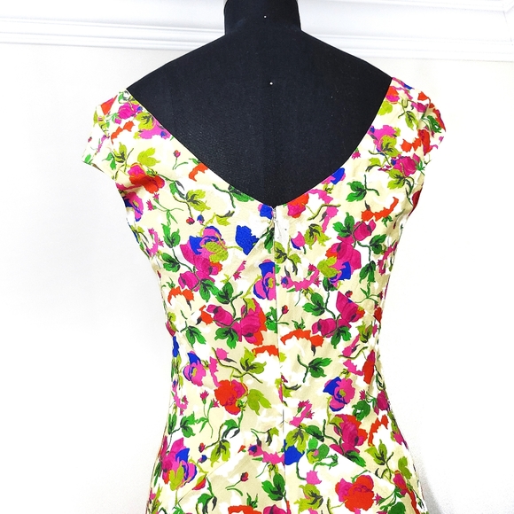 NWOT Saloni 90s Daphne-C Garden Party Silk Floral Slip Maxi Dress - Picture 12 of 16